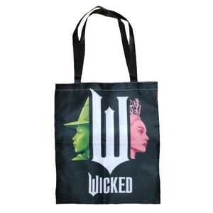 Wicked Movie Musical Glinda Elphaba Pink Green Canvas Shoulder Shopping Tote Bag
